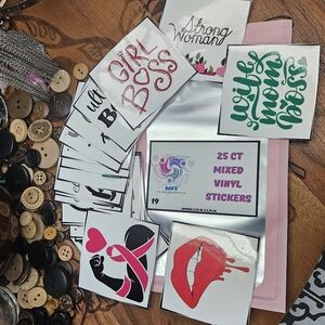 25 Count Mixed Vinyl Stickers Handmade